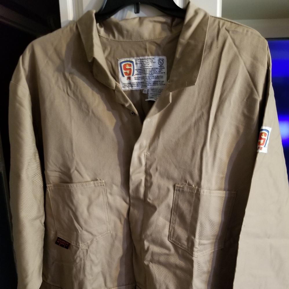 Stanco Full Featured Coverall 100% FR Cotton, Tank/Khaki, FRC681